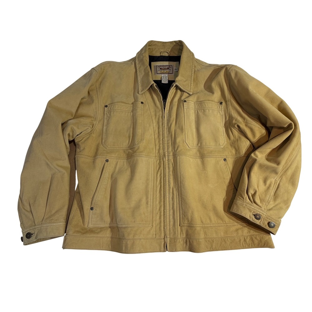 Cabela's Outfitter Leather Jacket – Men's XL Tan Wool Lined Utility